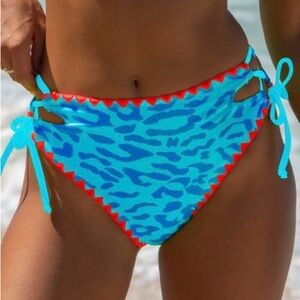 Blue Leopard Print Bikini Bottom